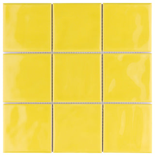 Twist Square Ceramic Mosaic Tile, Yellow Lemon