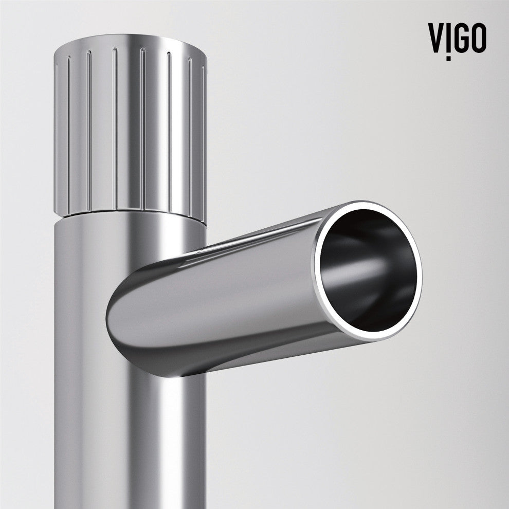 VIGO Ashford 8" H Single Handle Single Hole Bathroom Faucet, Chrome, Without Extras