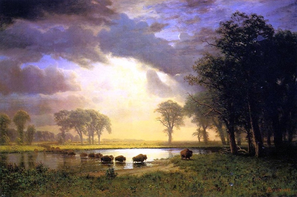 Albert Bierstadt The Buffalo Trail, 18"x27" Wall Decal