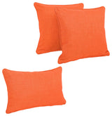 Double-Corded Solid Outdoor Throw Pillows, Set of 3, Tangerine Dream