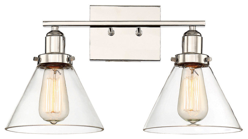 Drake 2 Light Bath Bar, Polished Nickel
