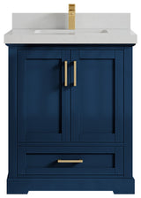 Boston 30 Single Sink Bath Vanity in Navy Blue 2" Carrara Quartz