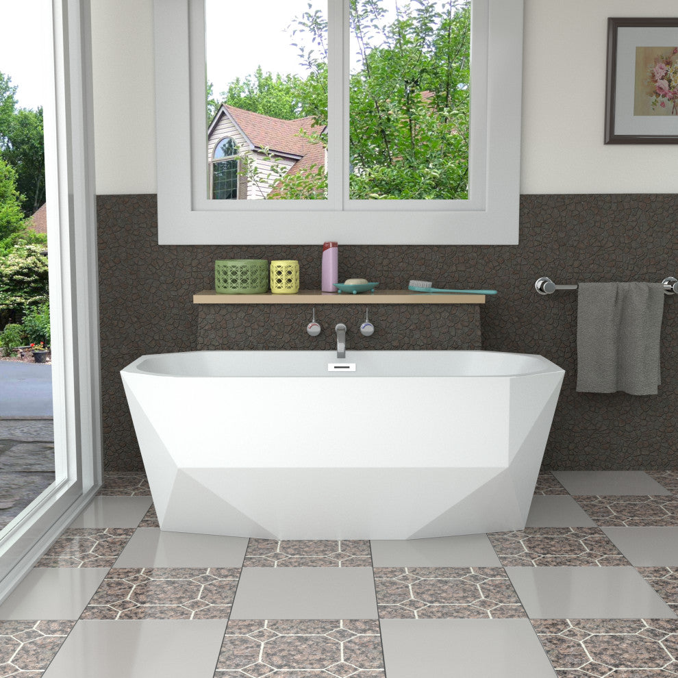 63" Streamline Soaking Freestanding Tub, Internal Drain