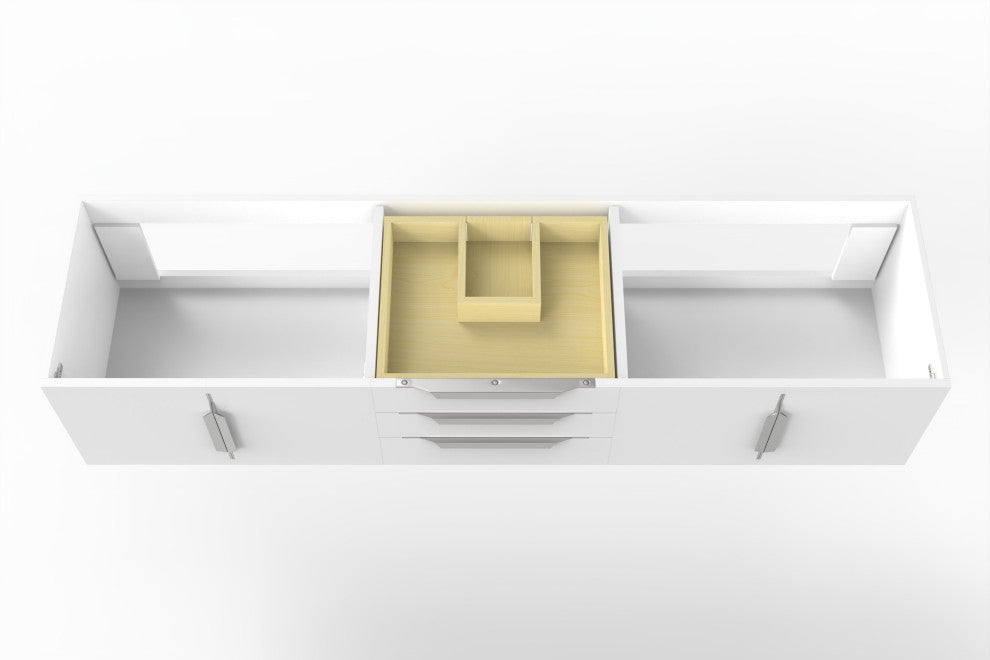 CastelloUSA Alpine 72" Wall Mounted Vanity, Base Only, White, Chrome Handles
