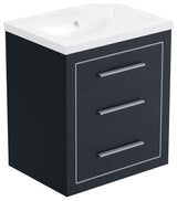Sherwood 24" Single Vanity Set, Charcoal, Chrome Trim, Floating Only