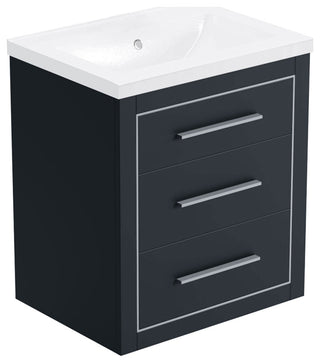 Sherwood 24" Single Vanity Set, Charcoal, Chrome Trim, Floating Only