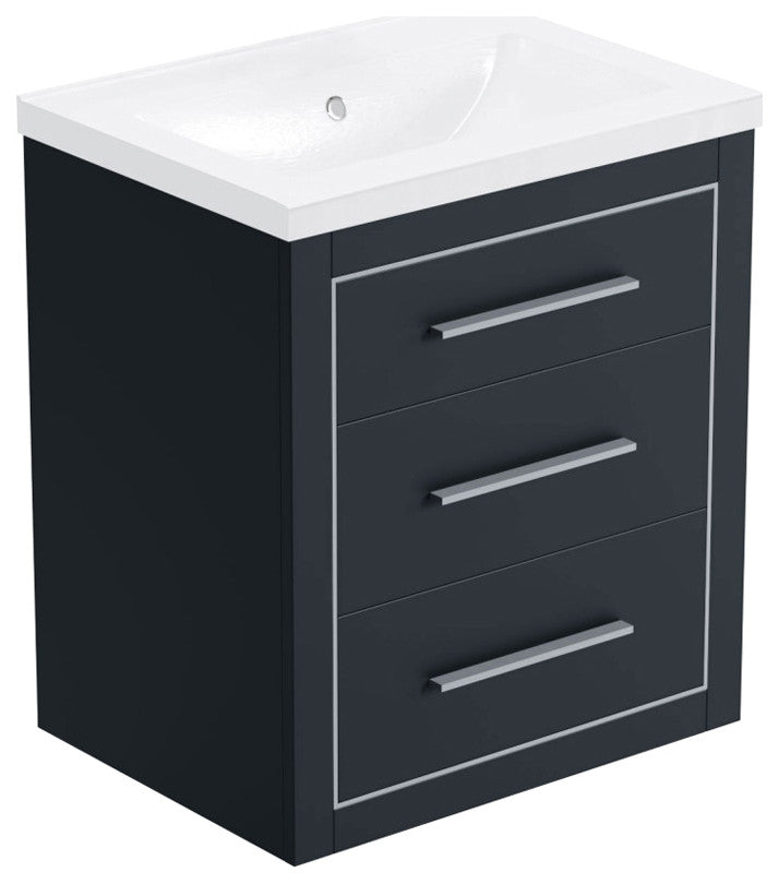 Sherwood 24" Single Vanity Set, Charcoal, Chrome Trim, Floating Only
