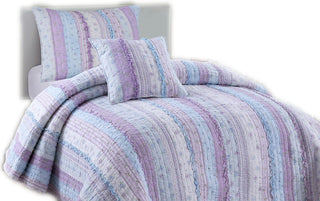Romantic Chic Lace Lavender Cotton Quilt Set, Twin Set