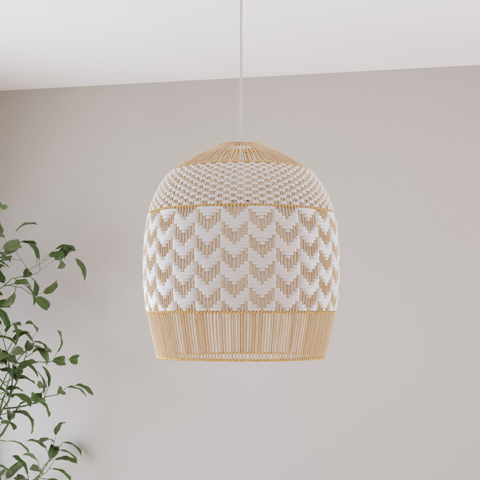 Wicker,  Polyrattan Tulip Chevron Pendant Lamp