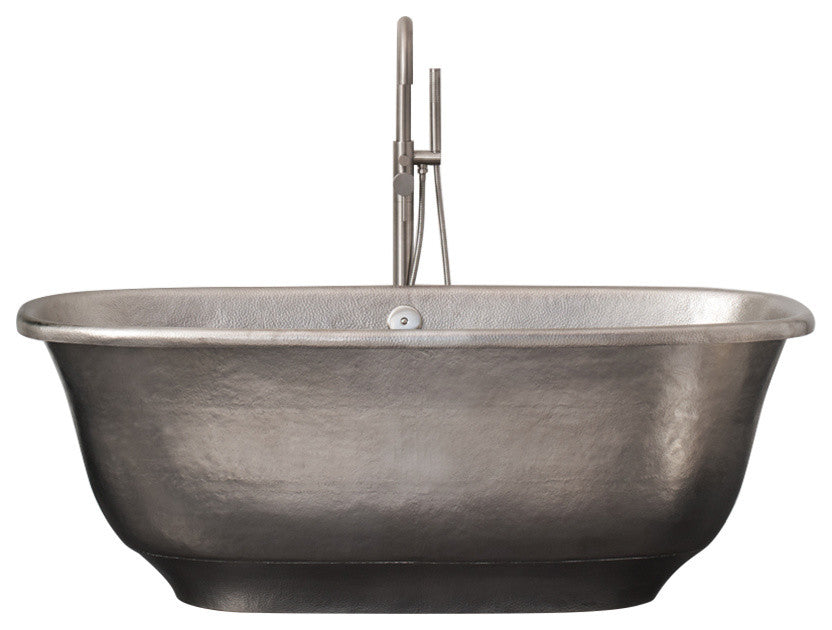 Santorini Freestanding Copper Bathtub, Brushed Nickel