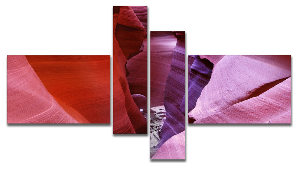 Purple Antelope Canyon View, Landscape Photo Canvas Print, 60"x32", 4 panels