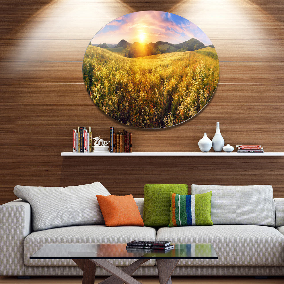 Beautiful Meadow Panorama, Landscape Round Wall Art, 38"