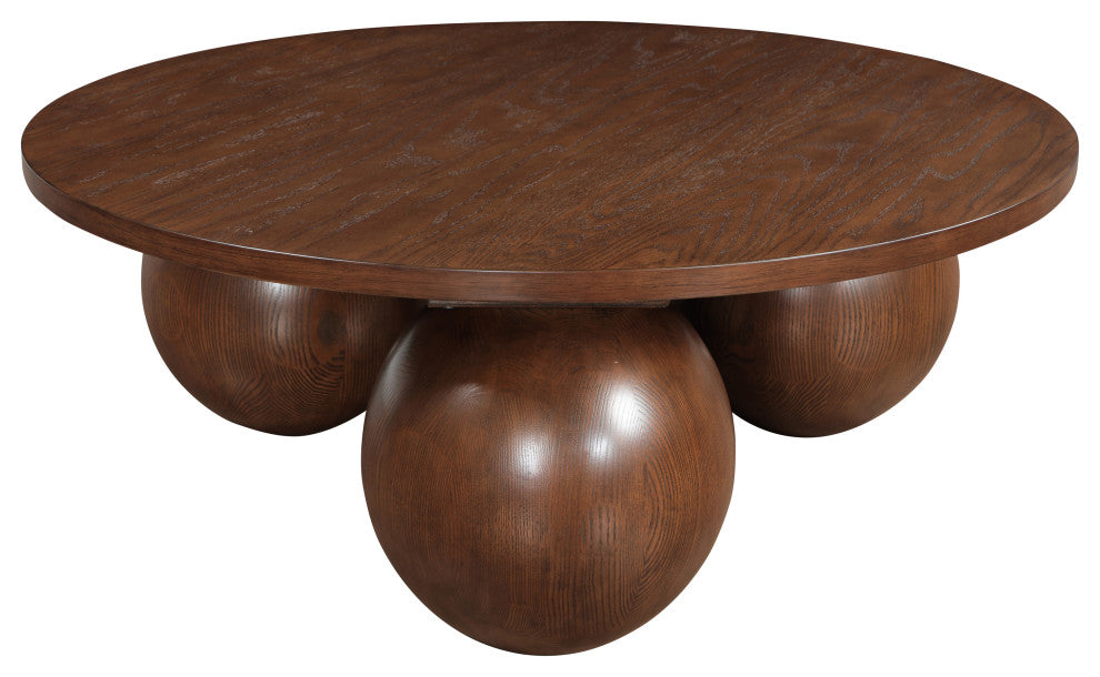 Fitch Oak Veneer Coffee Table, Brown, Round