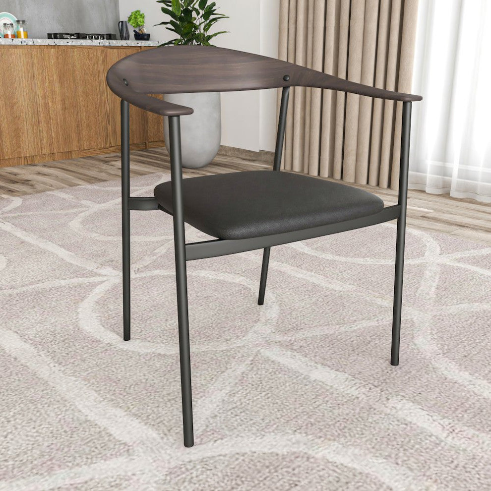 Kora Collection Modern Dining Chair Brown Back with Black Seat