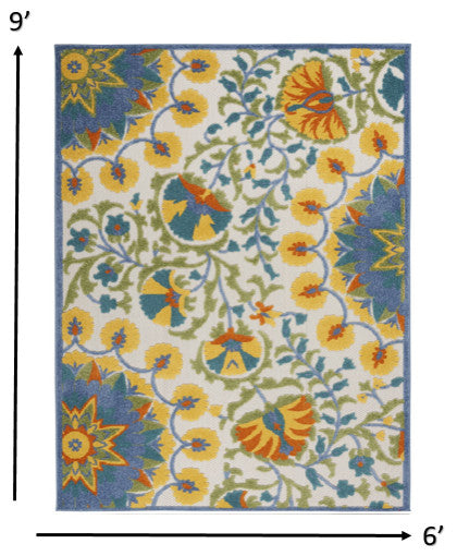 6 x 9' Multi Medallion Indoor Outdoor Area Rug