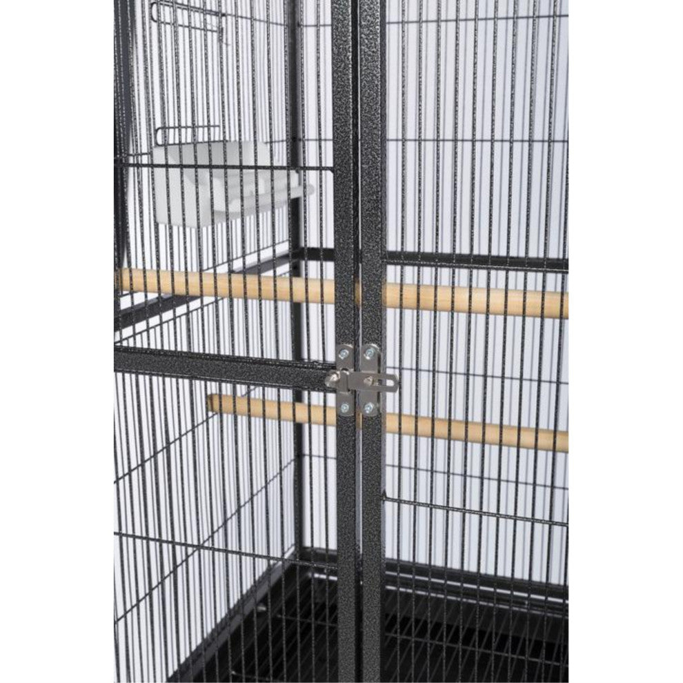 Powder-coated steel construction Flight Cage With Stand, Black