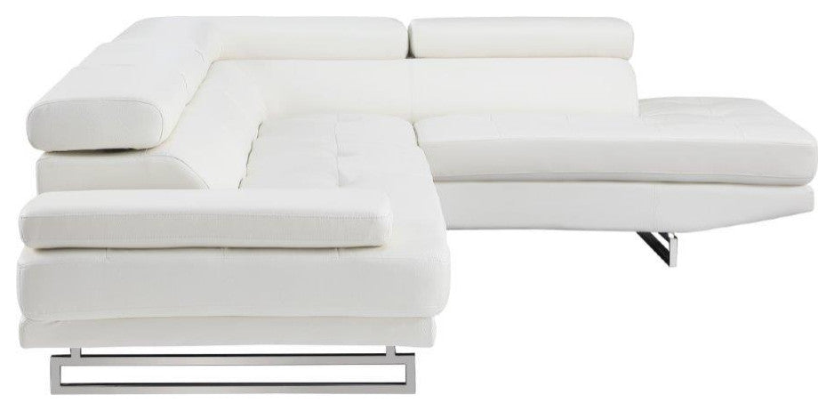 Brooklyn White Leather Air Sectional Right Arm Facing