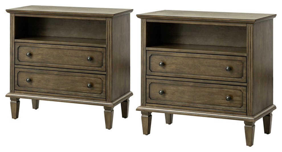 Drawer Solid Wood Nightstand Set of 2, Kona