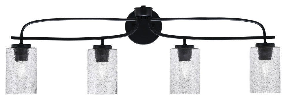 Cavella 4 Light Bath Bar, Matte Black Finish, 4" Smoke Bubble Glass
