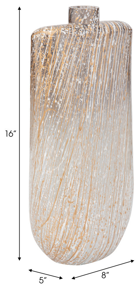 Glass, 16", Striped Stained Vase, Multi