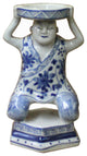 Oriental Vintage Ceramic Blue White Man Holding Dish Figure Hws1118