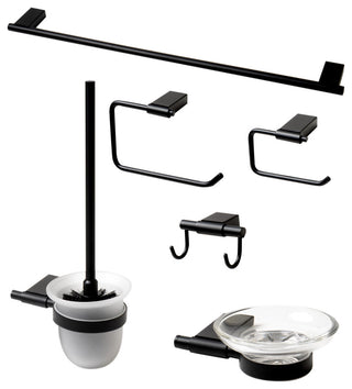 Black Matte 6 Piece Bath Accessory Set