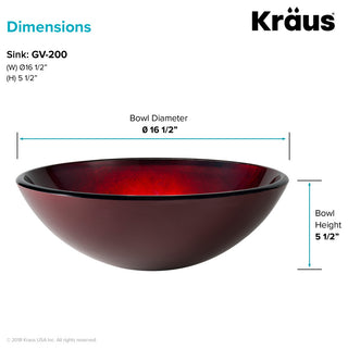 Irruption Red 16 1/2" Glass Vessel Bathroom Sink