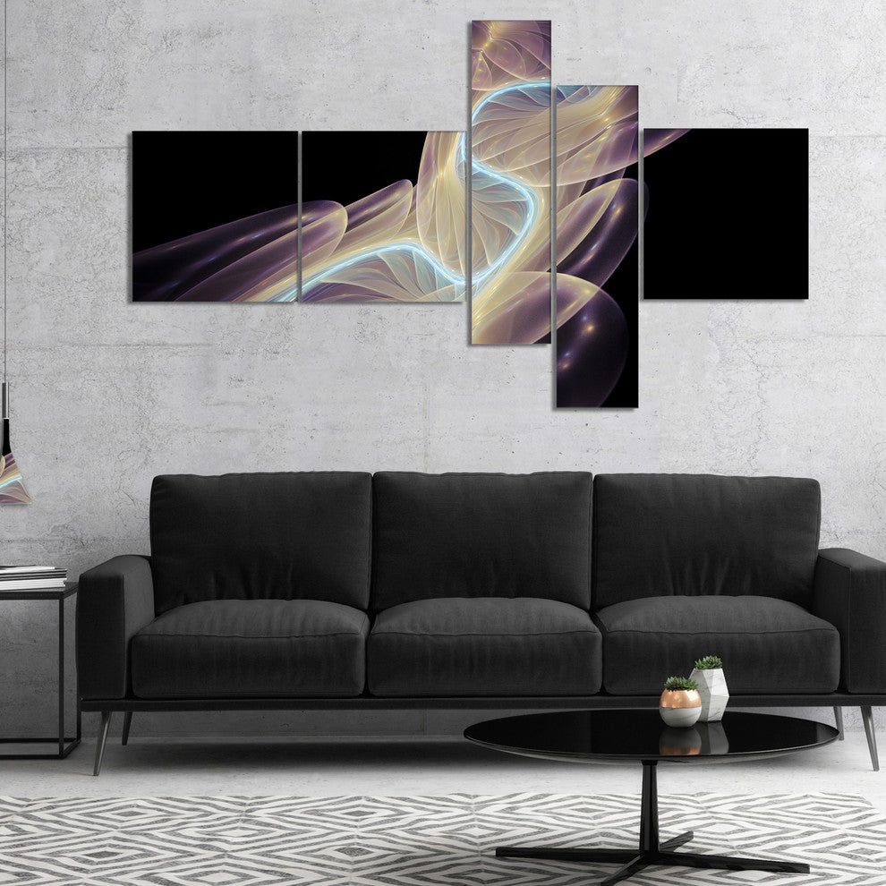 Elegant Fantasy Fractal Design, Abstract Canvas Art Print, 60"x32", 5 panels