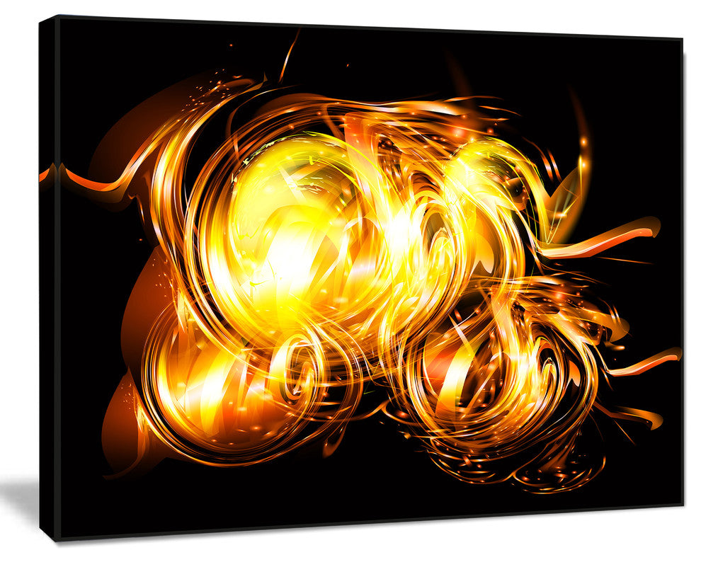 Abstract Fractal Fire on Black, Large Abstract Canvas Wall Art, 20"x12"