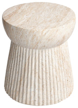 Fluted Travertine Stone Finish Italian Design MgO Side Accent Table