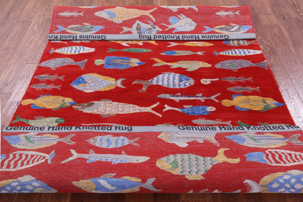 Handmade Gabbeh Fish Design Wool Rug 5' 3" X 8' 2" - Q15515