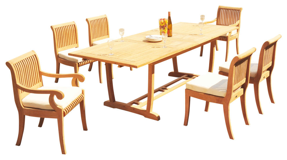 9-Piece Outdoor Teak Dining Patio Set: 94" Masc Rectangle Table, 8 Giva Chairs