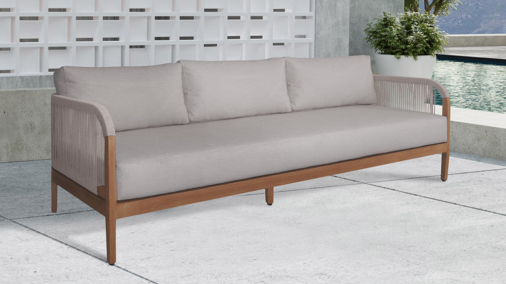 Maui Resilient Fabric Upholstered Outdoor Patio Set, Gray, Patio Sofa