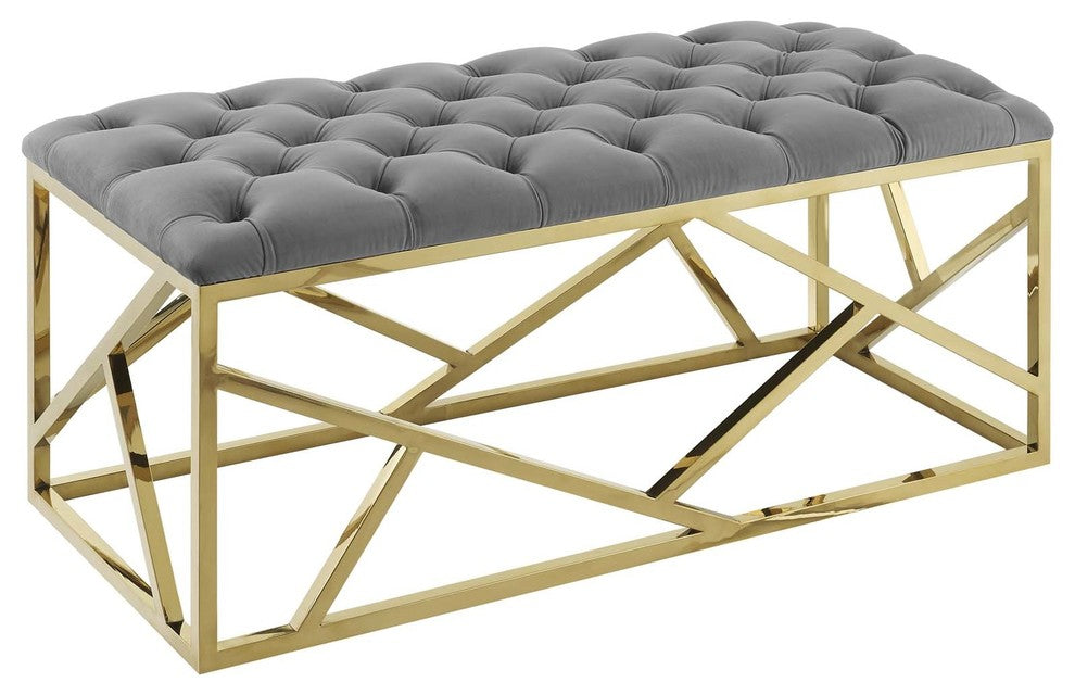 Modway Intersperse Bench, Gold Gray