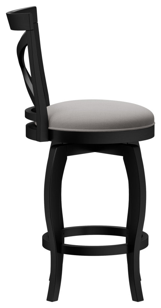 Hillsdale Ellendale Wood Swivel Stool, Curved X-Back, Black, Counter Height
