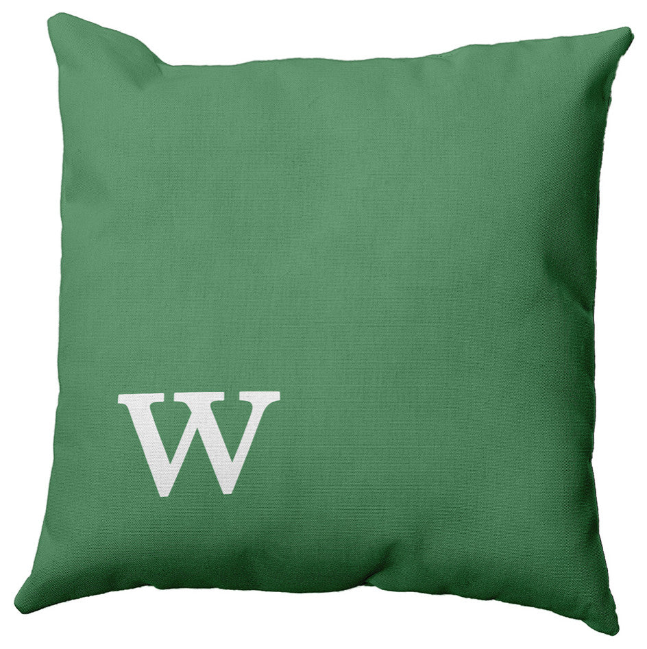 18"x18" Modern Monogram Decorative Throw Pillow, Sage
