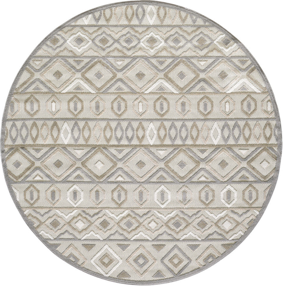KAS Calla 6925 Grey Aztec Area Rug, 7'10' Round