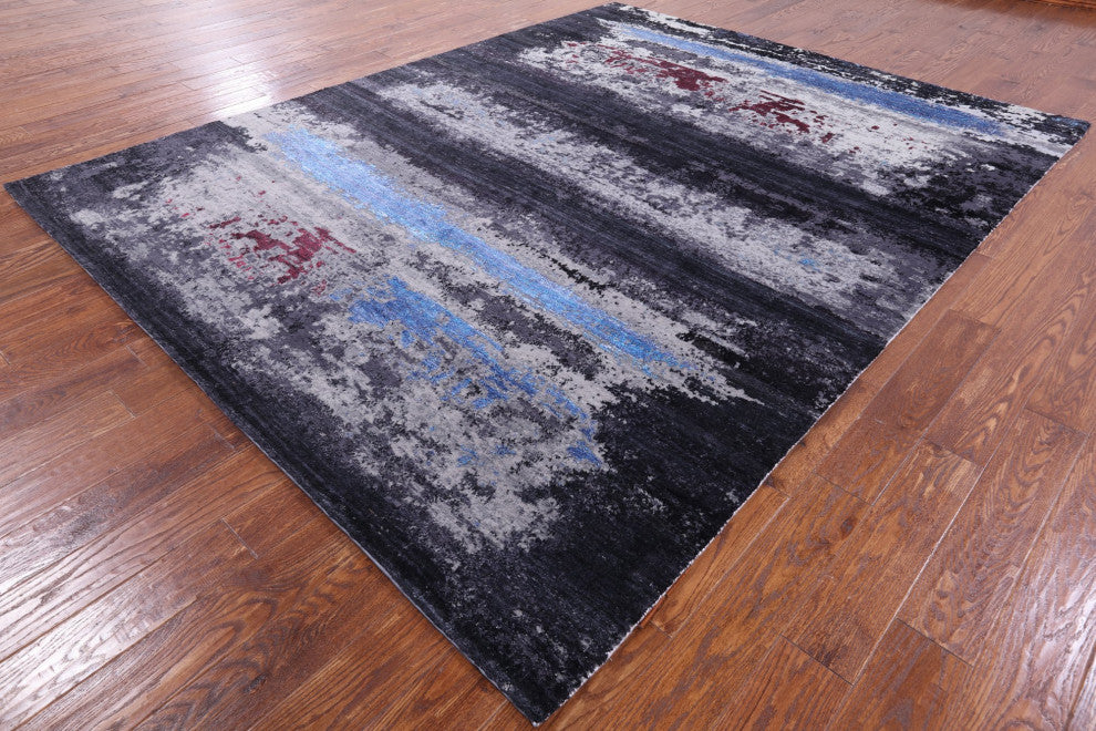 7' 10" X 9' 11" Wool and Silk Modern Handmade Rug Q7230