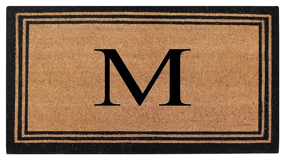 A1HC Black/Beige Coir Monogrammed Doormat 24"x39" , M
