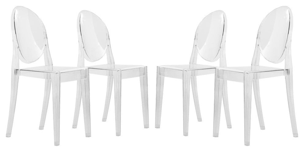 LeisureMod Marion Acrylic Modern Lucite Dining Side Chair in Clear Set of 4