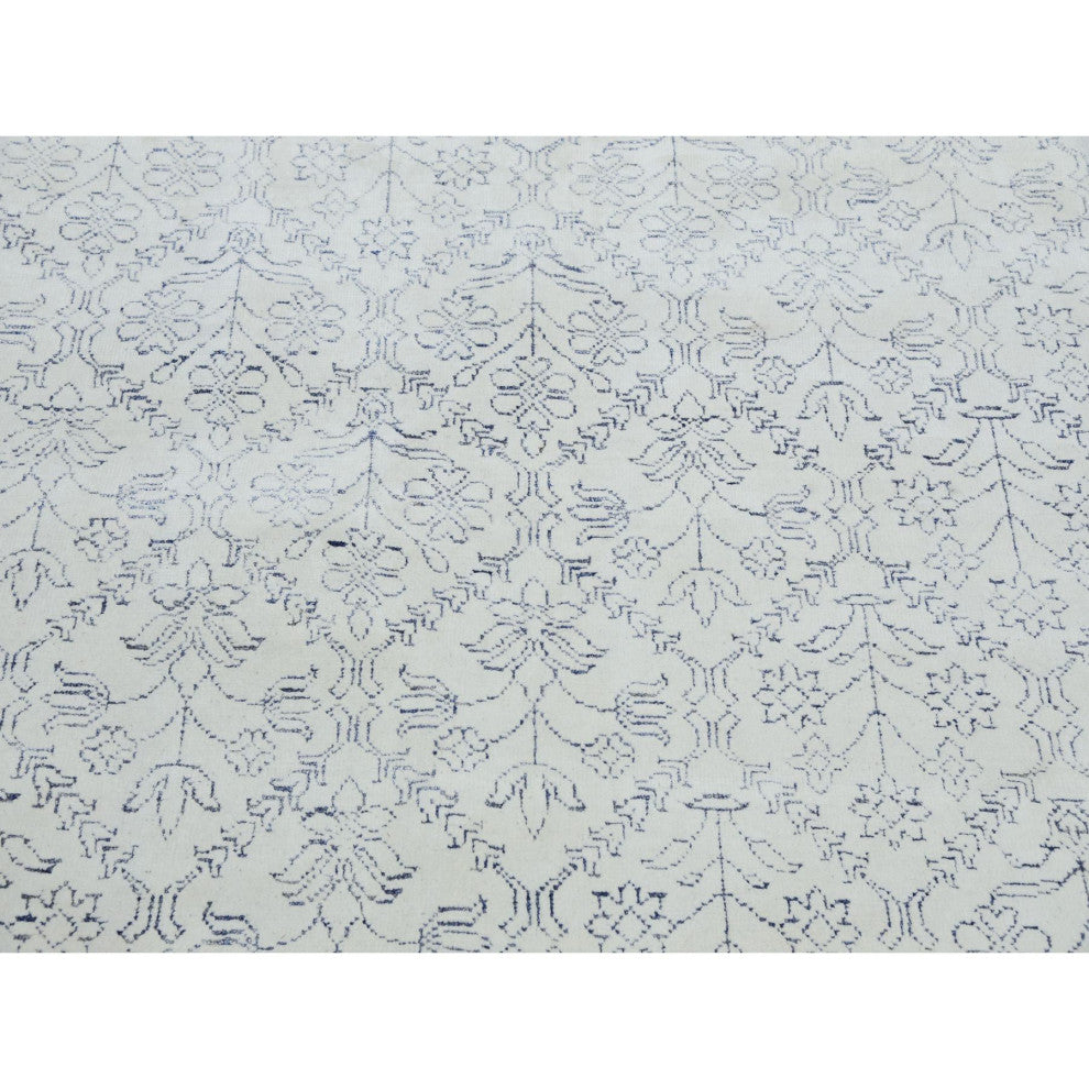 Ivory, Hand Knotted 100% Cotton, Agra Design Oriental Rug, 9'1"x11'10"