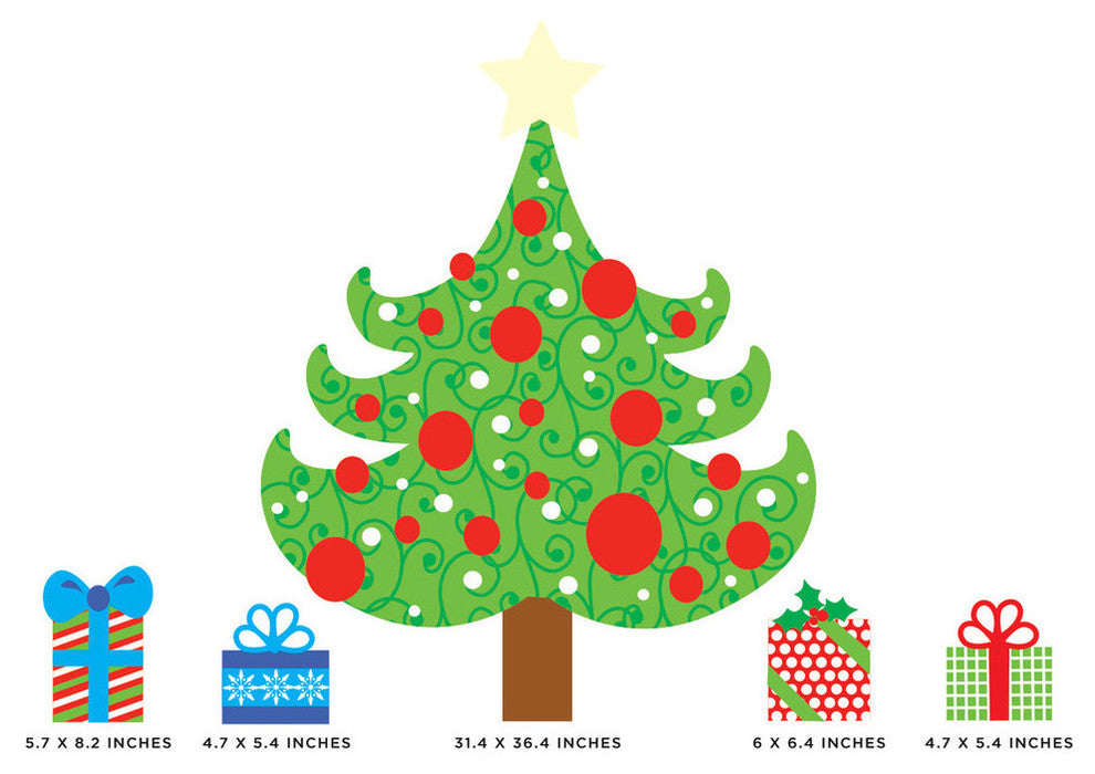 Christmas Tree Fabric Wall Decal With Four Presents