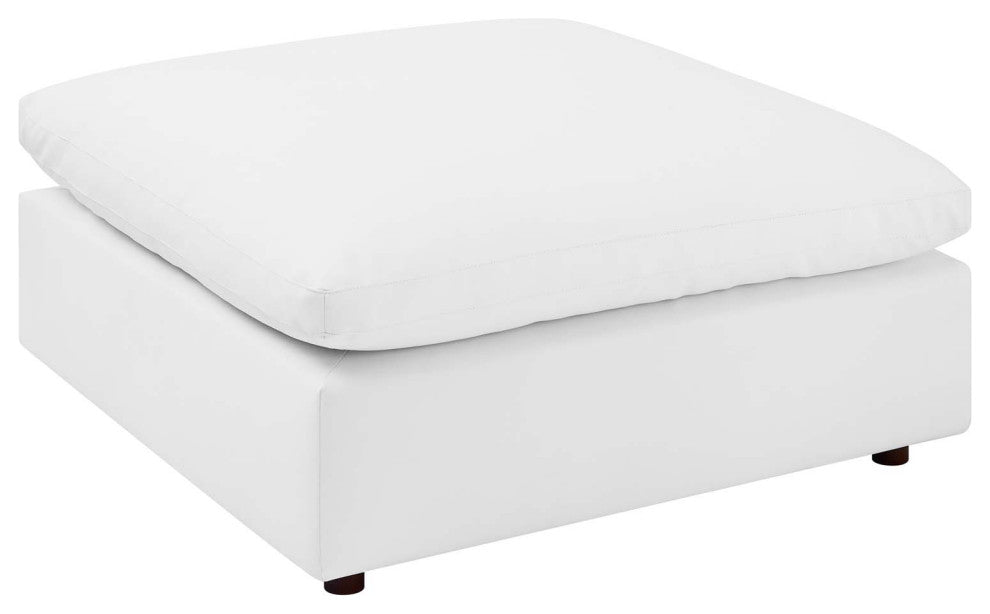 Commix Down Filled Overstuffed Vegan Leather 6-Piece Sectional Sofa - White