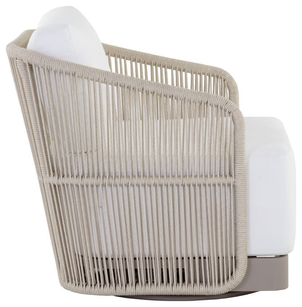 Allariz Swivel Armchair, Greige, Stinson White