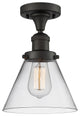 Large Cone LED Semi-Flush Mount, Oil Rubbed Bronze, Glass: Clear