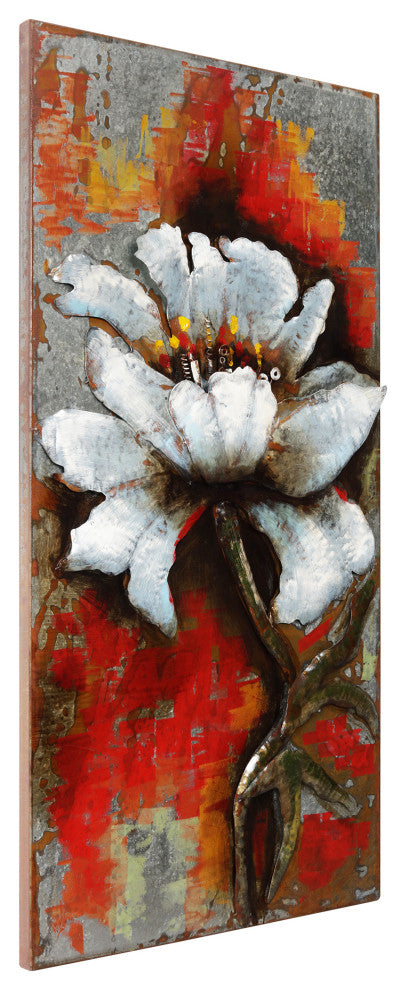 "Garden Rose" Mixed Media Iron Hand Painted Dimensional Wall Art Set of 2
