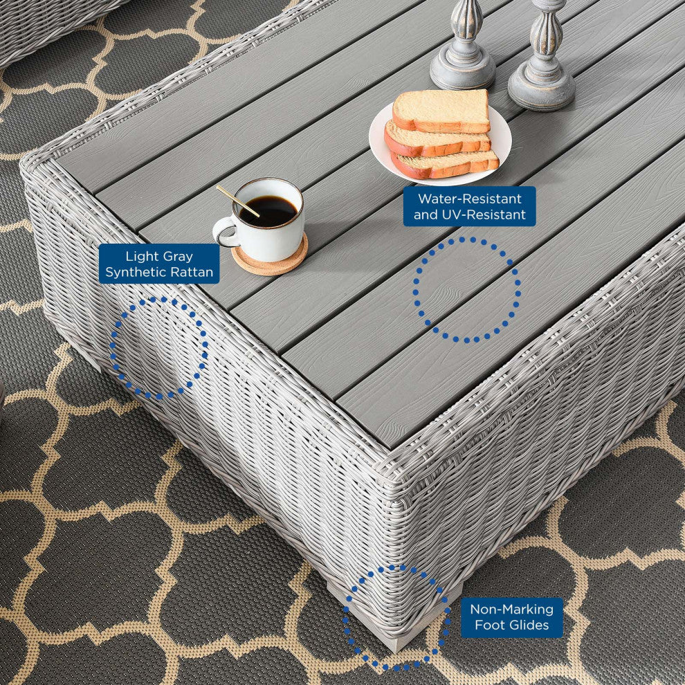 Lounge Sectional Sofa Chair Set, Rattan, Wicker, Gray Blue Navy, Outdoor