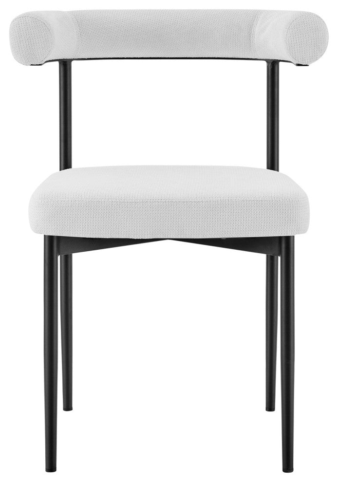 Shannon Dining Chair With Matte Black Iron and Cream Fabric, Set of 2