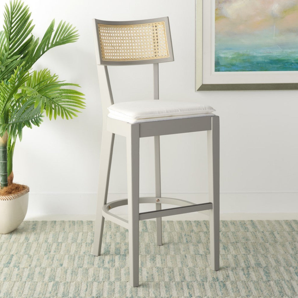 Safavieh Galway Cane Bar Stool, Grey/Natural