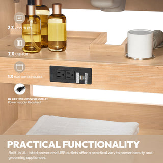 Leon Bath Vanity With Composite Stone Top, Fir Wood Brown, 72", No Mirror